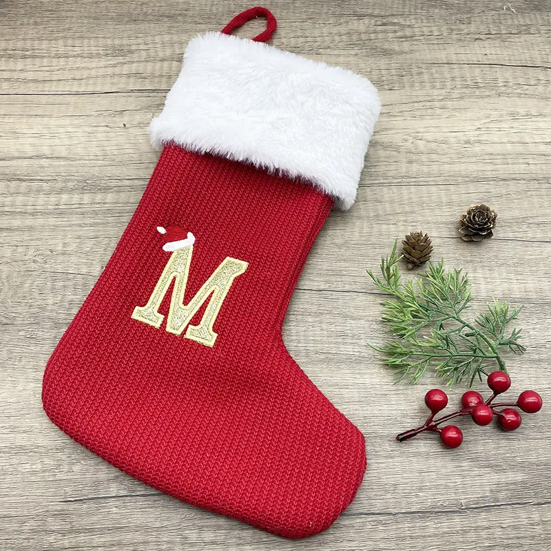 Red Knitted Christmas Socks with 26 Letters — feature 1