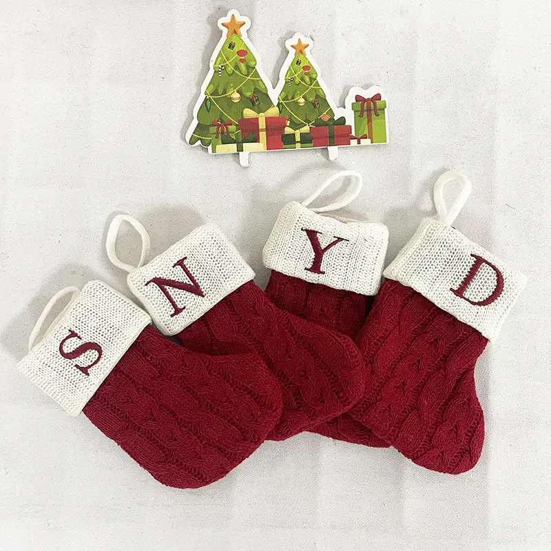 Red Knitted Christmas Socks with 26 Letters — feature 19