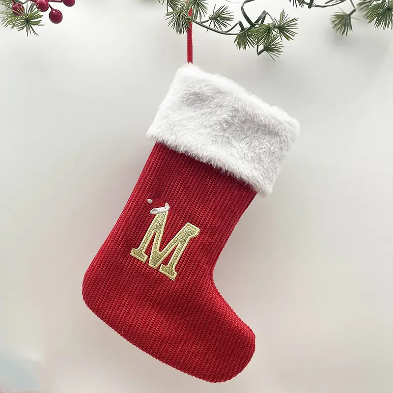 Red Knitted Christmas Socks with 26 Letters — feature 4
