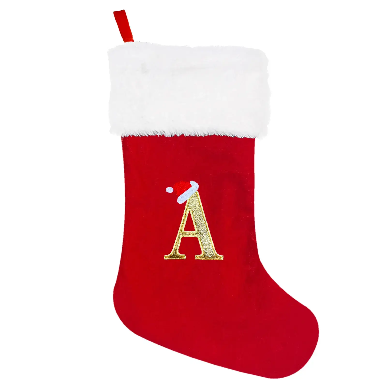 Red Knitted Christmas Socks with 26 Letters