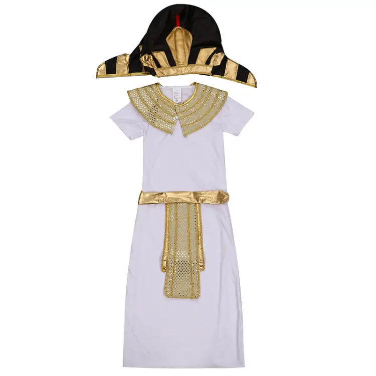 Children Pharaoh King Costume Set White Gold Dress Up - Image 3