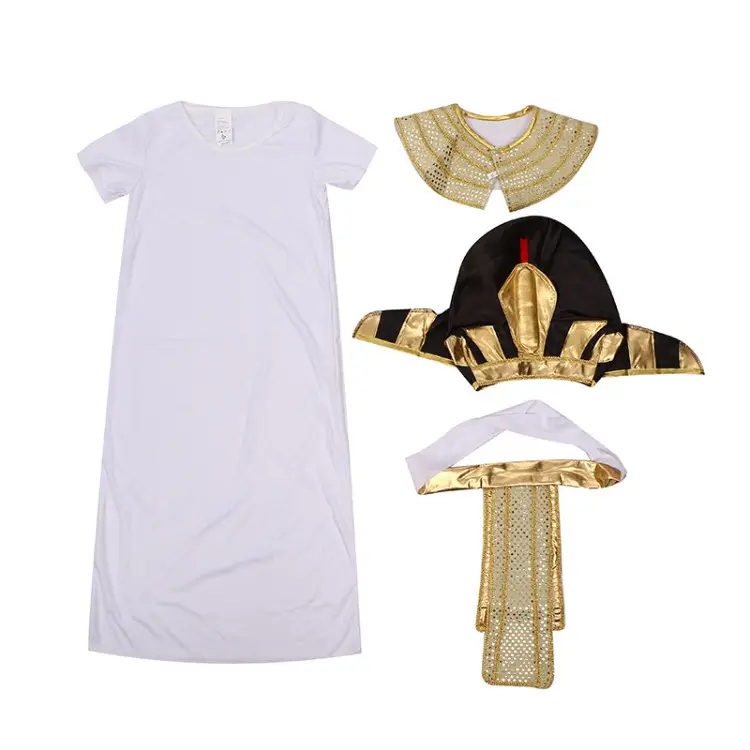 Children Pharaoh King Costume Set White Gold Dress Up - Image 4