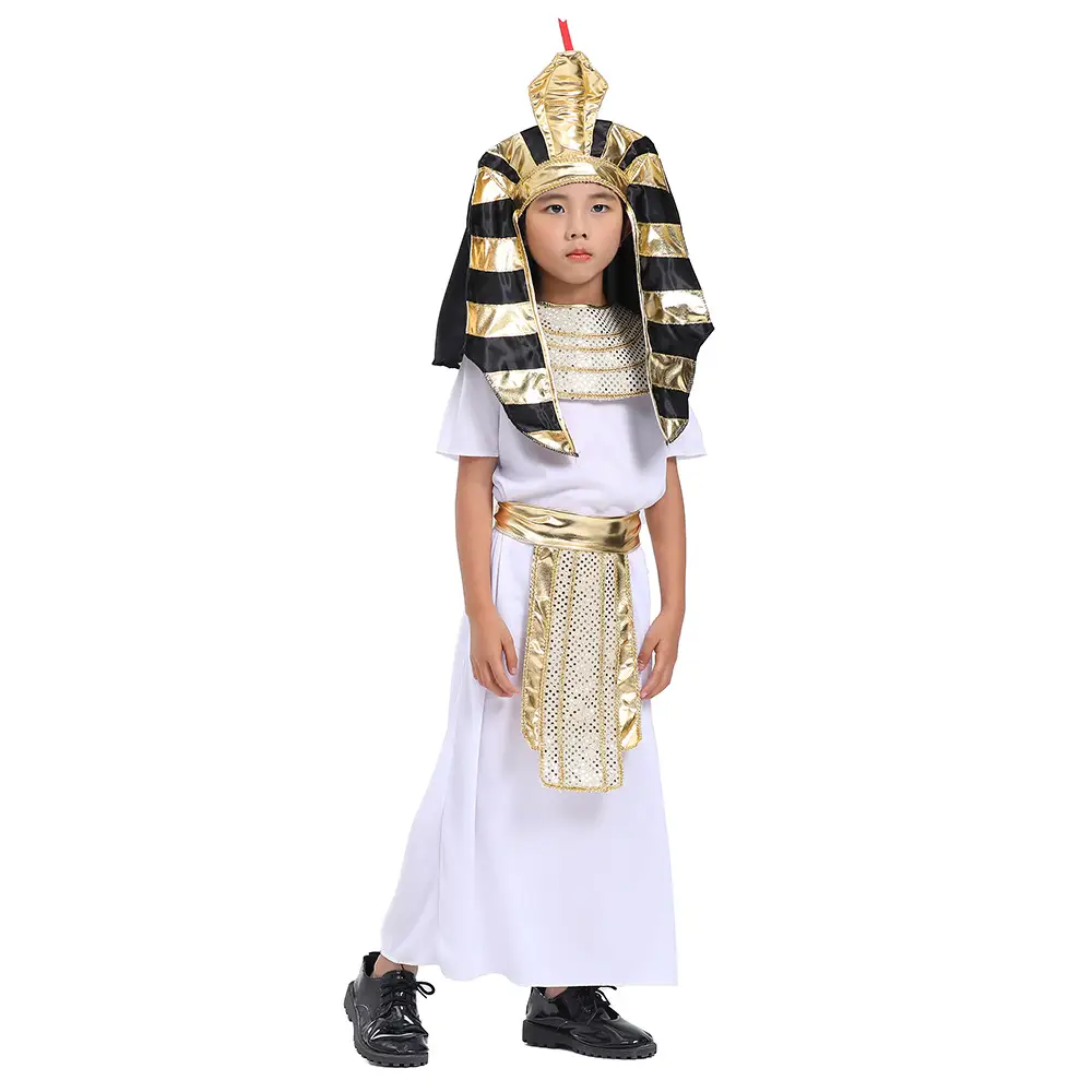 Children Pharaoh King Costume Set White Gold Dress Up - Image 6