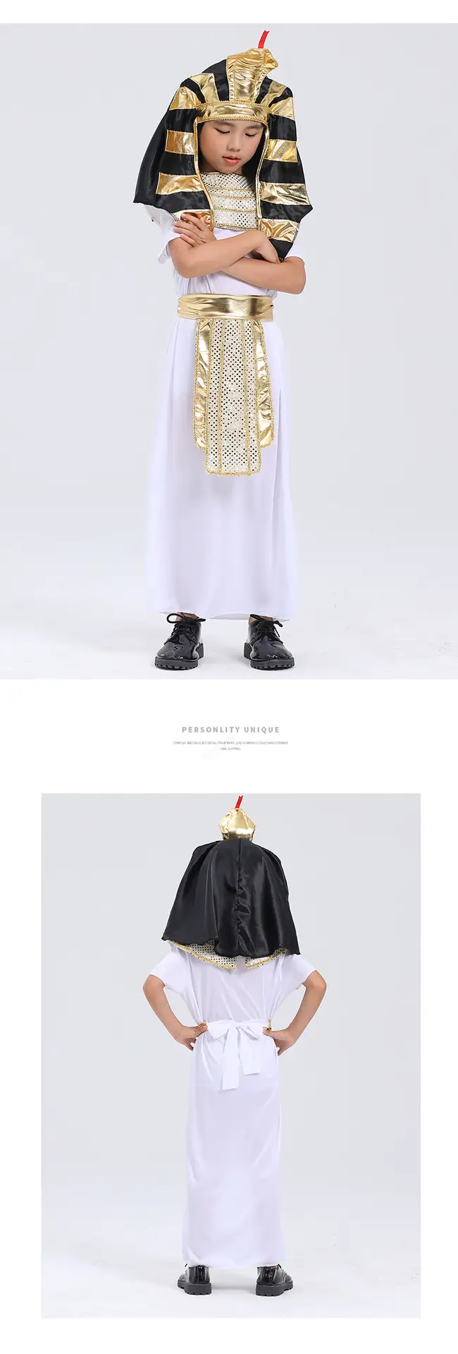 Children Pharaoh King Costume Set White Gold Dress Up — feature 11