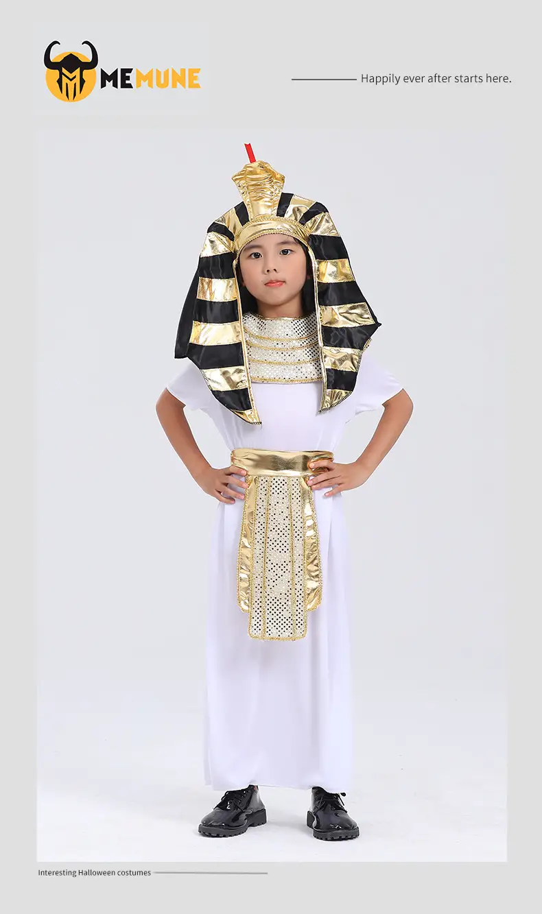Children Pharaoh King Costume Set White Gold Dress Up — feature 2