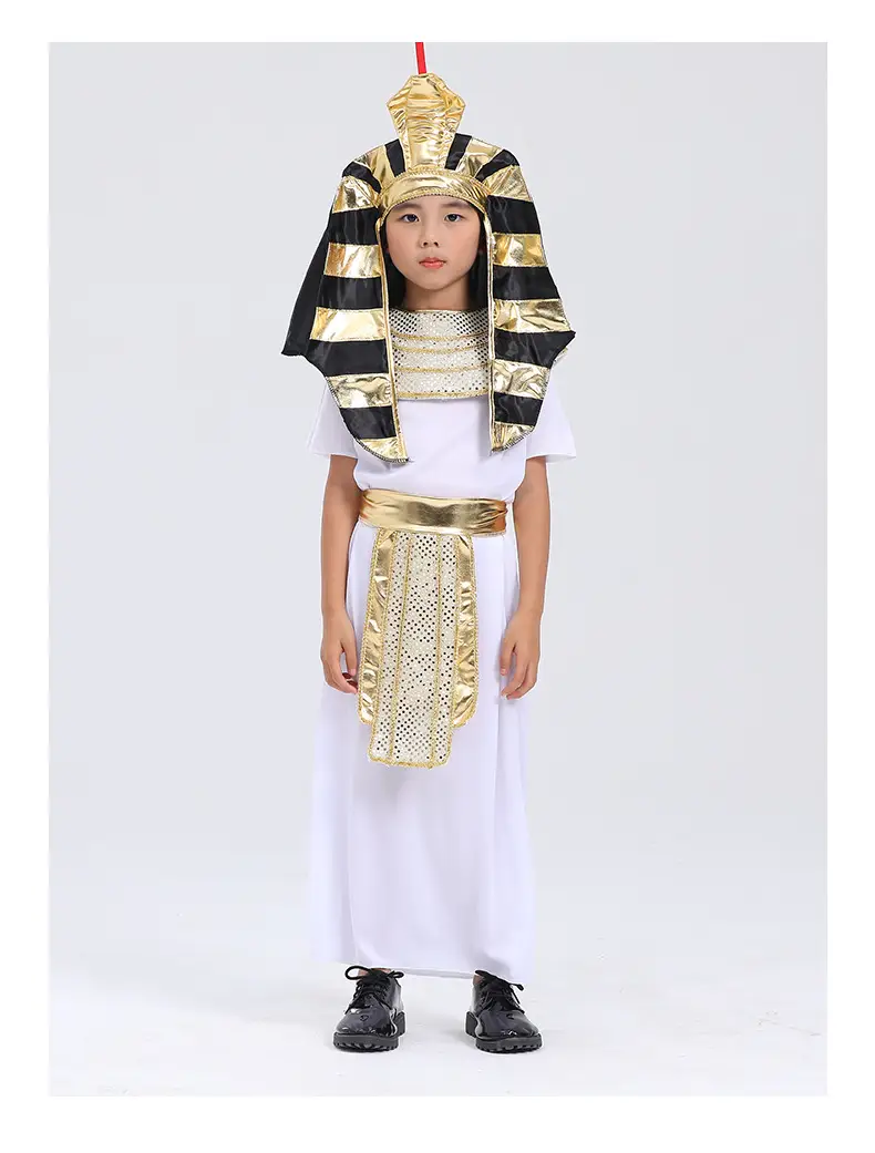 Children Pharaoh King Costume Set White Gold Dress Up — feature 9