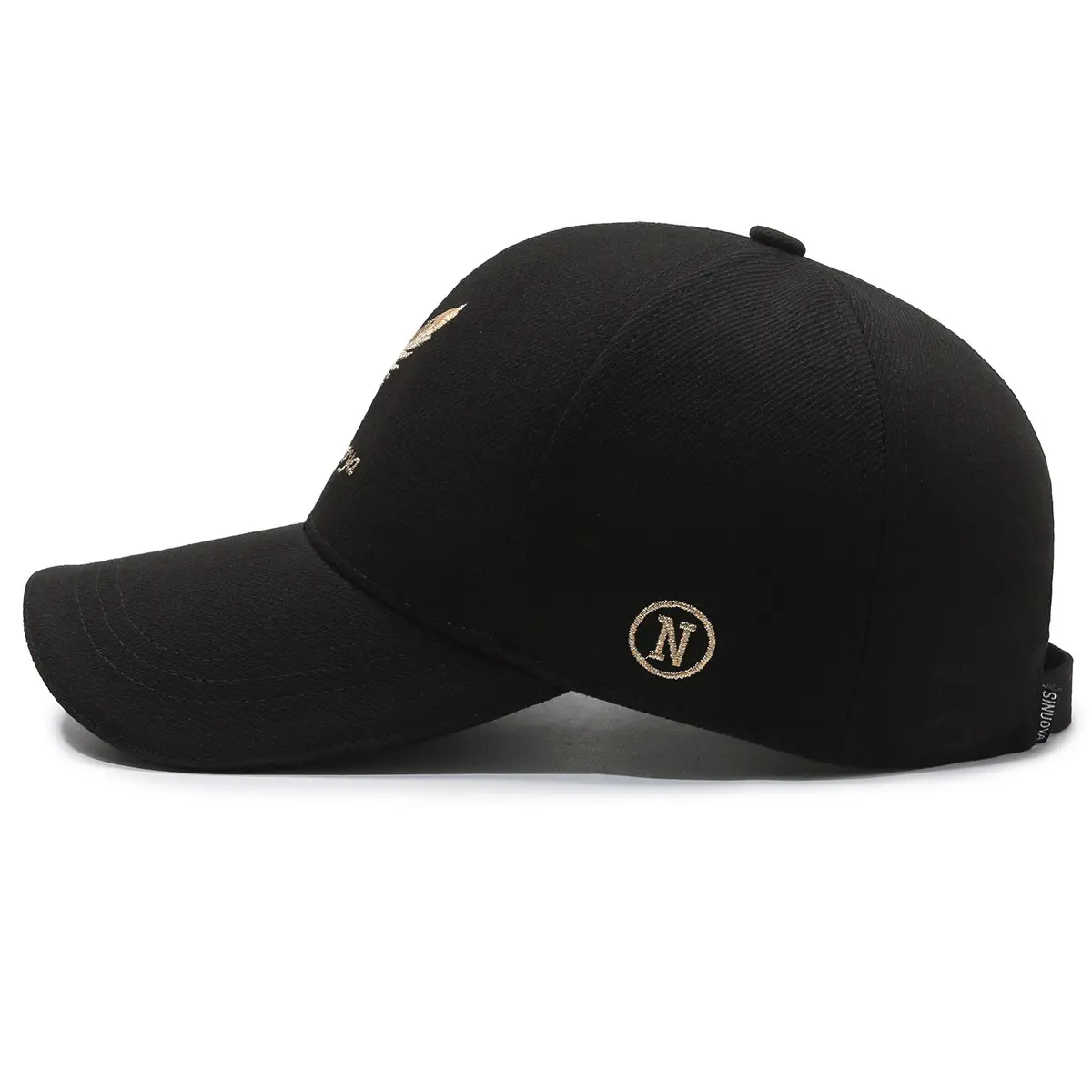 Men's Black Embroidered Baseball Cap with Duck Tongue Design - Image 7