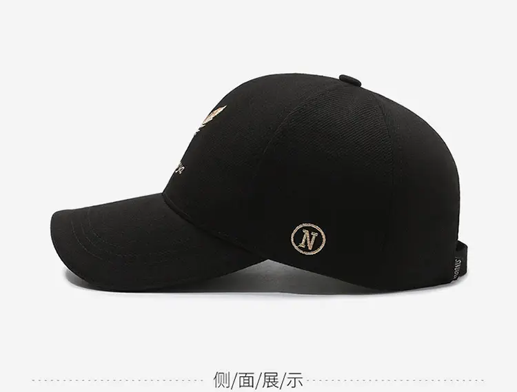 Men's Black Embroidered Baseball Cap with Duck Tongue Design — feature 10