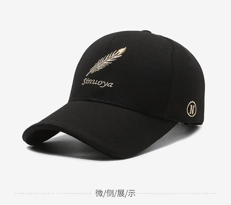 Men's Black Embroidered Baseball Cap with Duck Tongue Design — feature 9