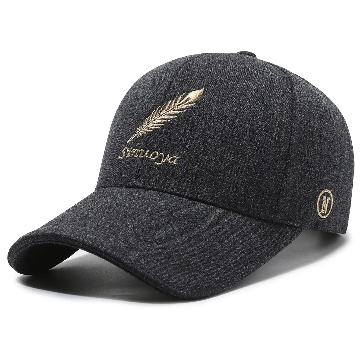 Men's Black Embroidered Baseball Cap with Duck Tongue Design - Image 2