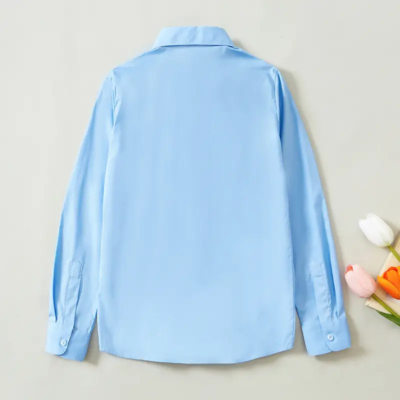 Girls Pure Cotton Long Sleeve Shirt Spring Autumn White School Uniform - Image 4