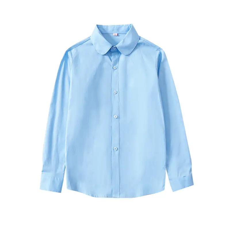 Girls Pure Cotton Long Sleeve Shirt Spring Autumn White School Uniform - Image 7