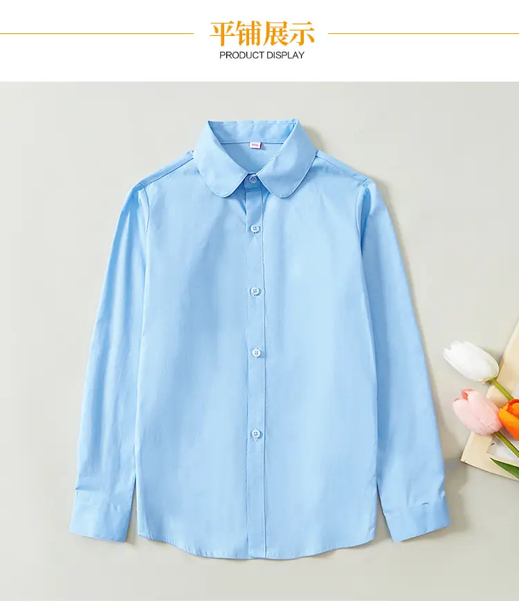 Girls Pure Cotton Long Sleeve Shirt Spring Autumn White School Uniform — feature 3