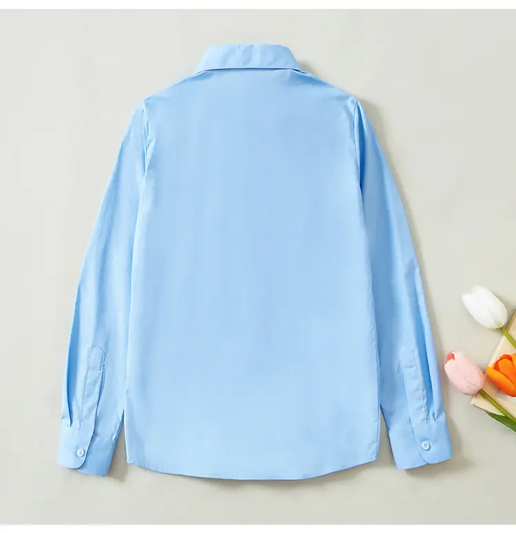 Girls Pure Cotton Long Sleeve Shirt Spring Autumn White School Uniform — feature 4