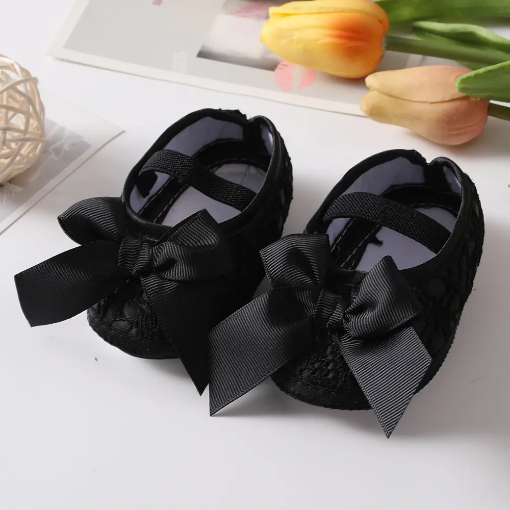 Black Bowknot Baby Shoes 0-1 Year Old