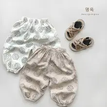 Kids Shaking Bunches Linen Cropped Pants Set Brown Beige — feature 12