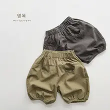 Kids Shaking Bunches Linen Cropped Pants Set Brown Beige — feature 14