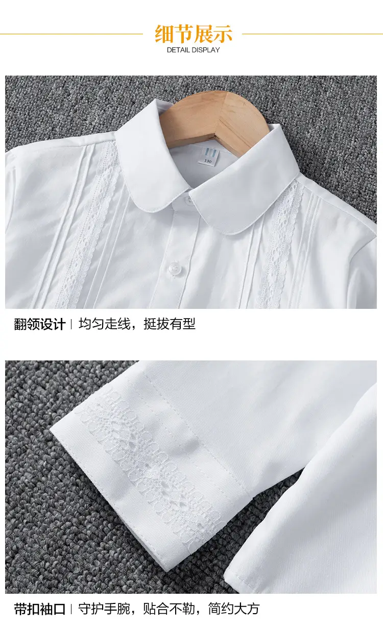 White Lace Collar Shirt for Girls Spring Autumn Wear — feature 5