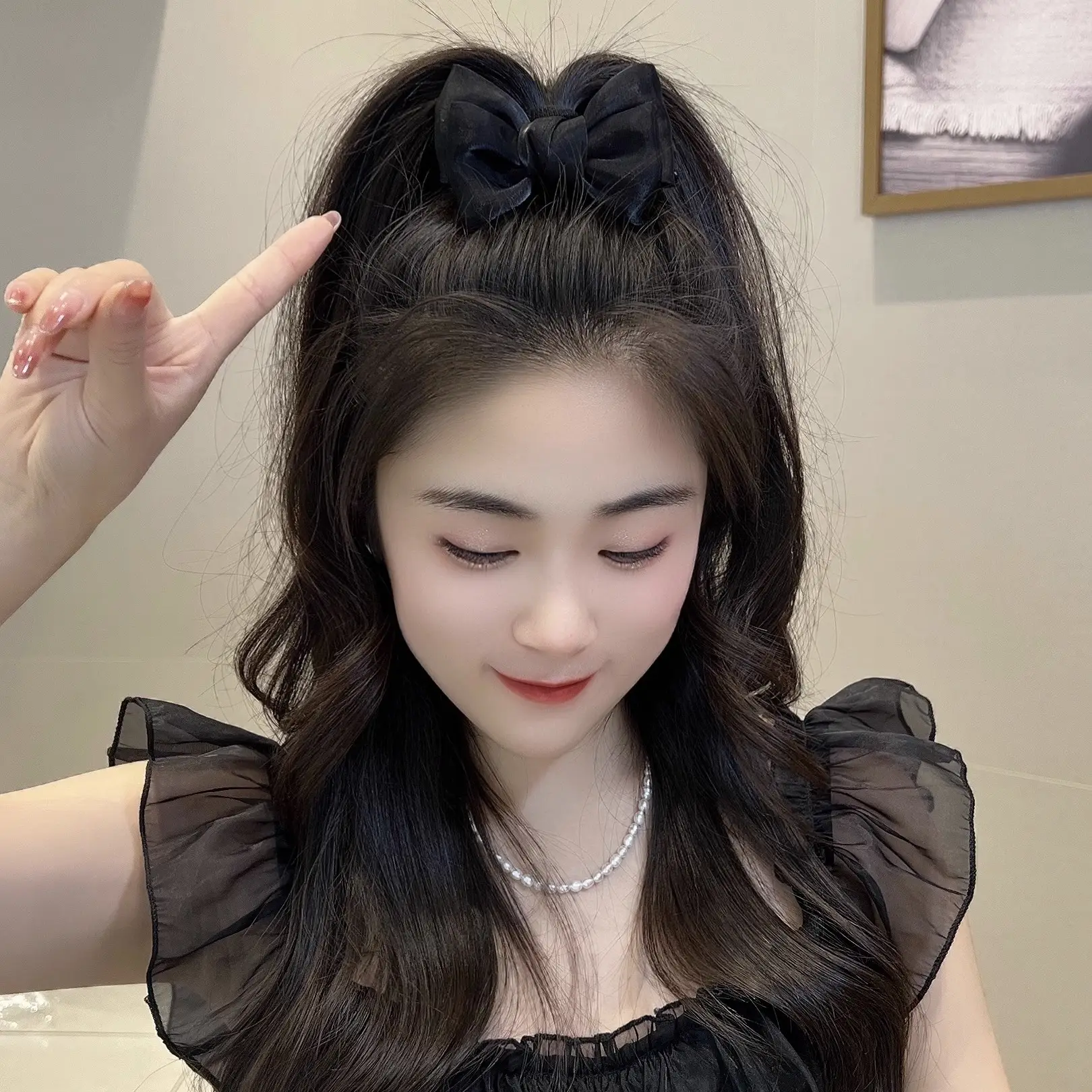 Black Velvet Bow Hair Clip for Girls