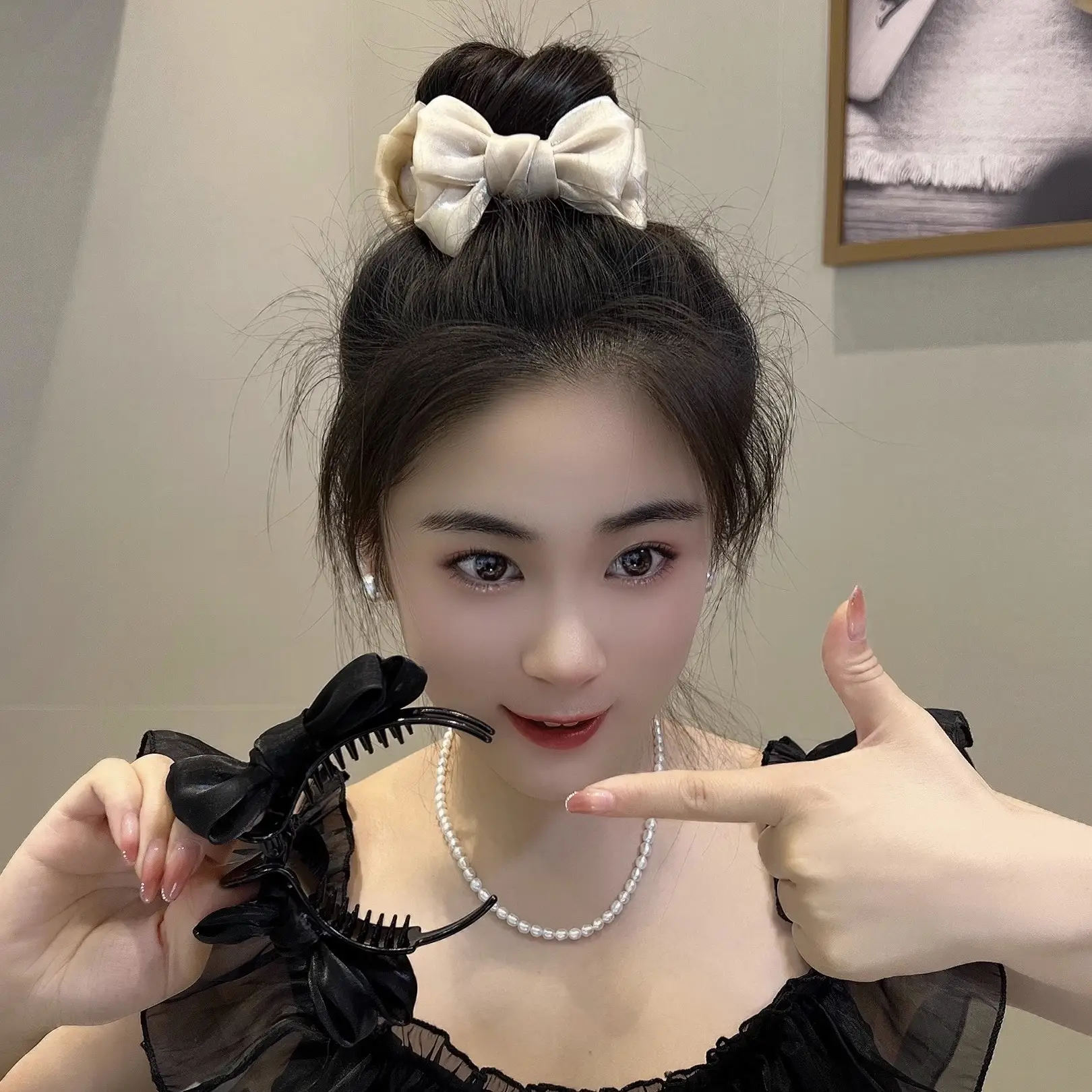 Black Velvet Bow Hair Clip for Girls