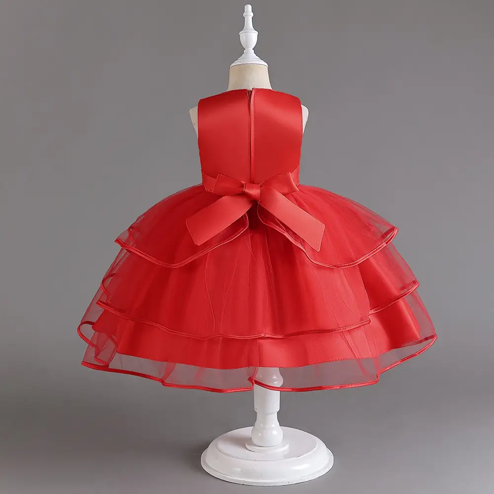 Girls Fluffy Mesh Princess Dress for Wedding Show - Image 9