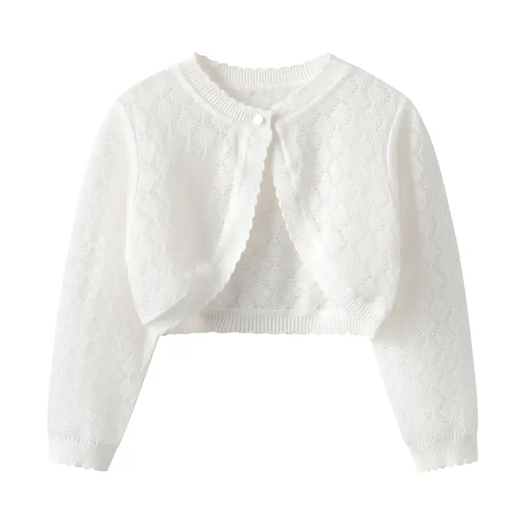 White Knitted Cape Coat for Girls Summer Wear - Image 7