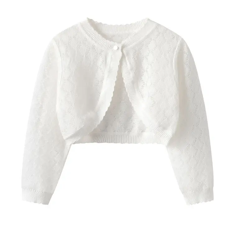 White Knitted Cape Coat for Girls Summer Wear - Image 3