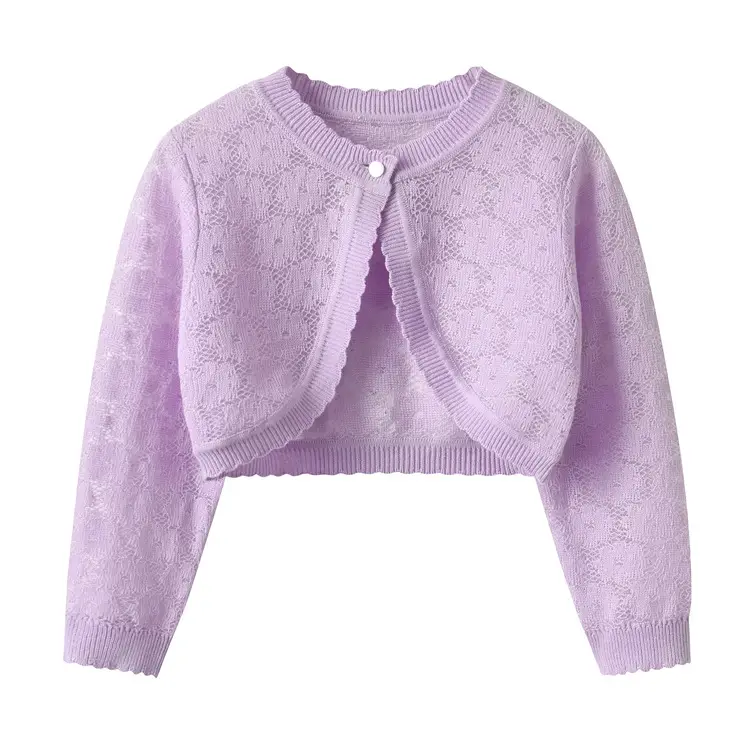 Lilac Knitted Crop Sweatshirt for Girls - Image 2