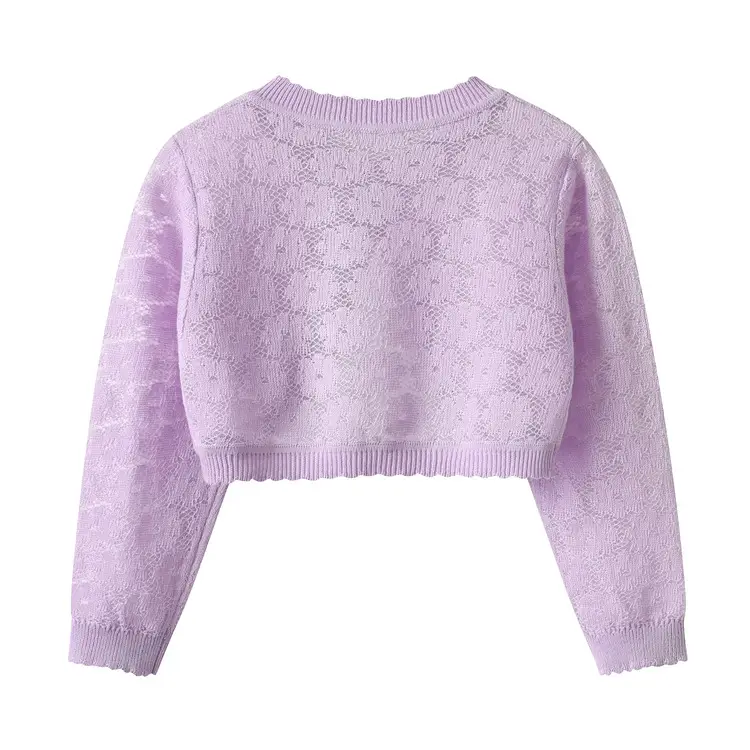 Lilac Knitted Crop Sweatshirt for Girls - Image 5