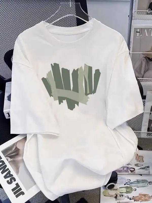 White Cotton T-Shirt Women Short Sleeve 2025 Summer