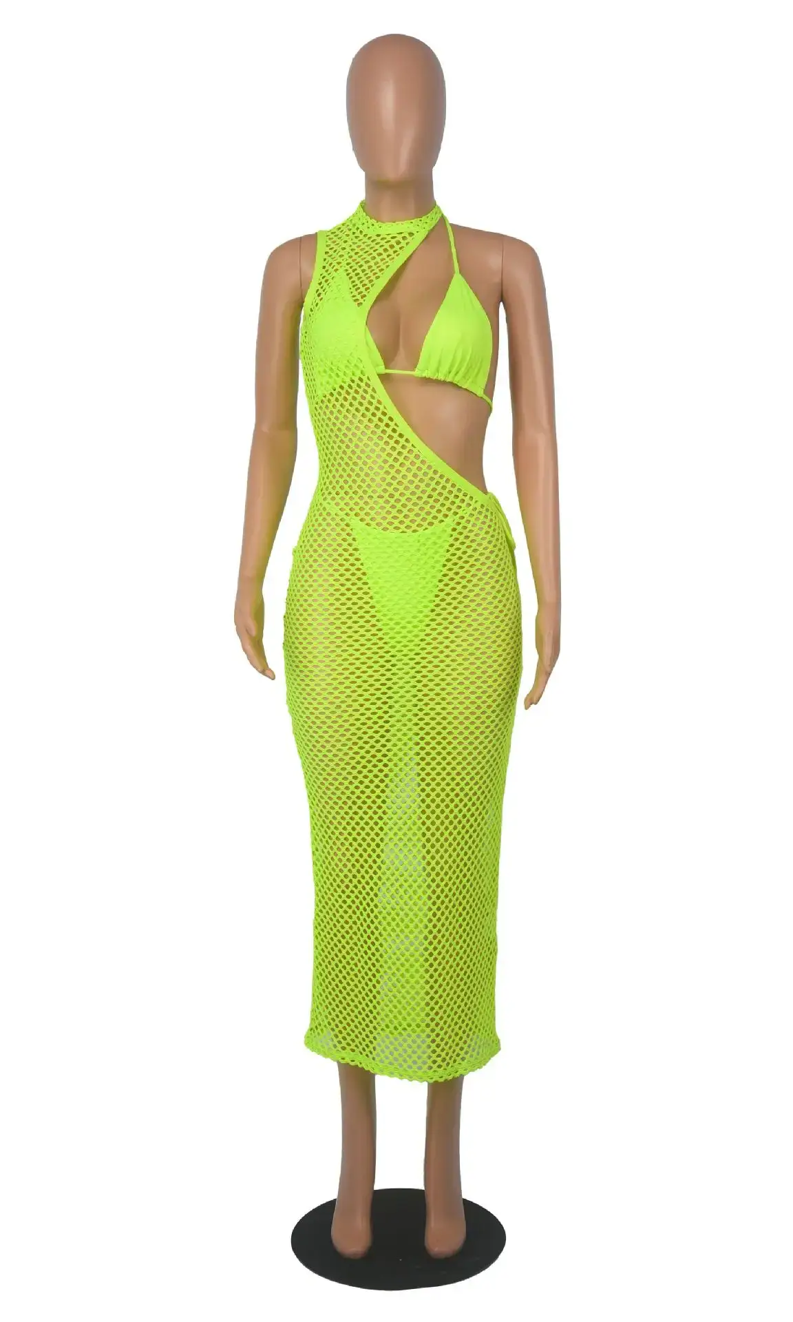 Pink Mesh Rope Top Three-Piece Beach Dress — feature 20