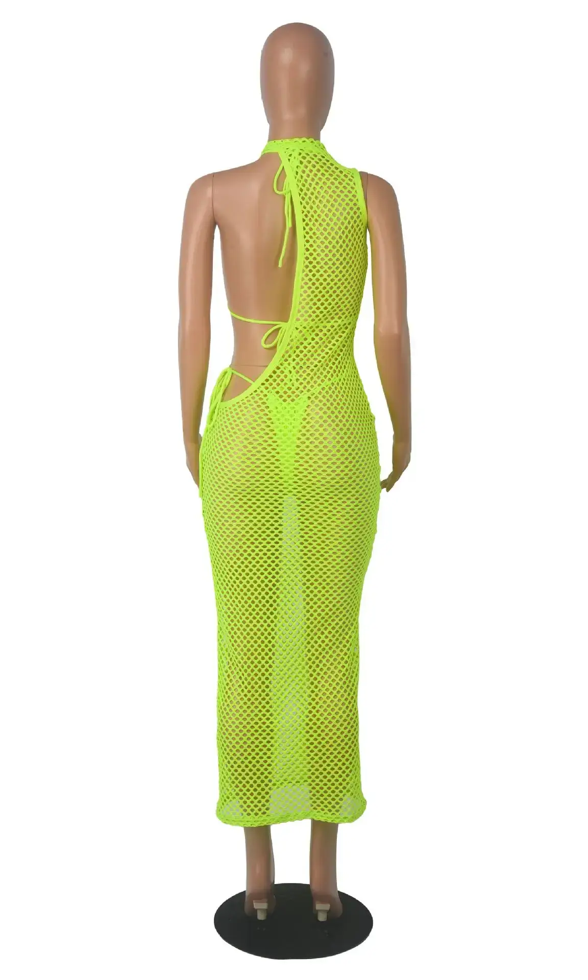 Pink Mesh Rope Top Three-Piece Beach Dress — feature 22