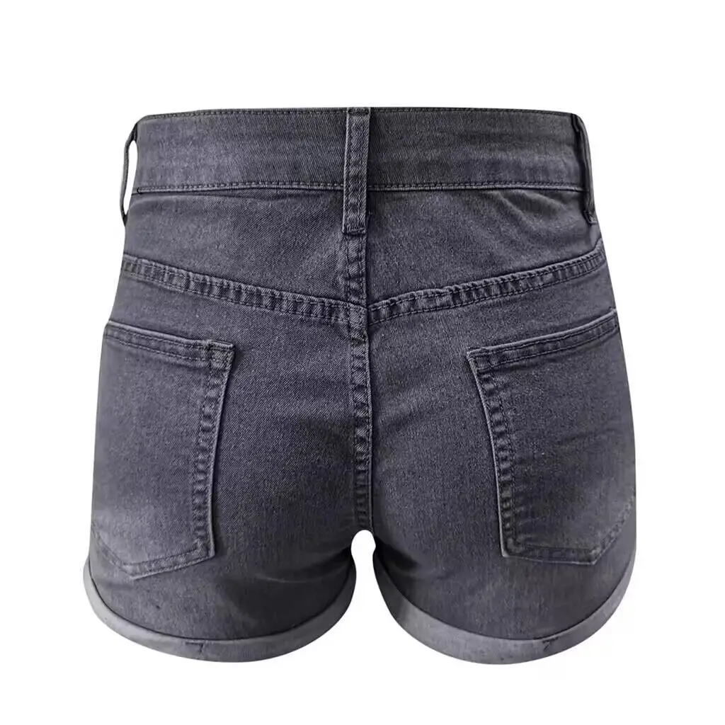 Elastic Slim Ripped Denim Shorts Women — feature 8