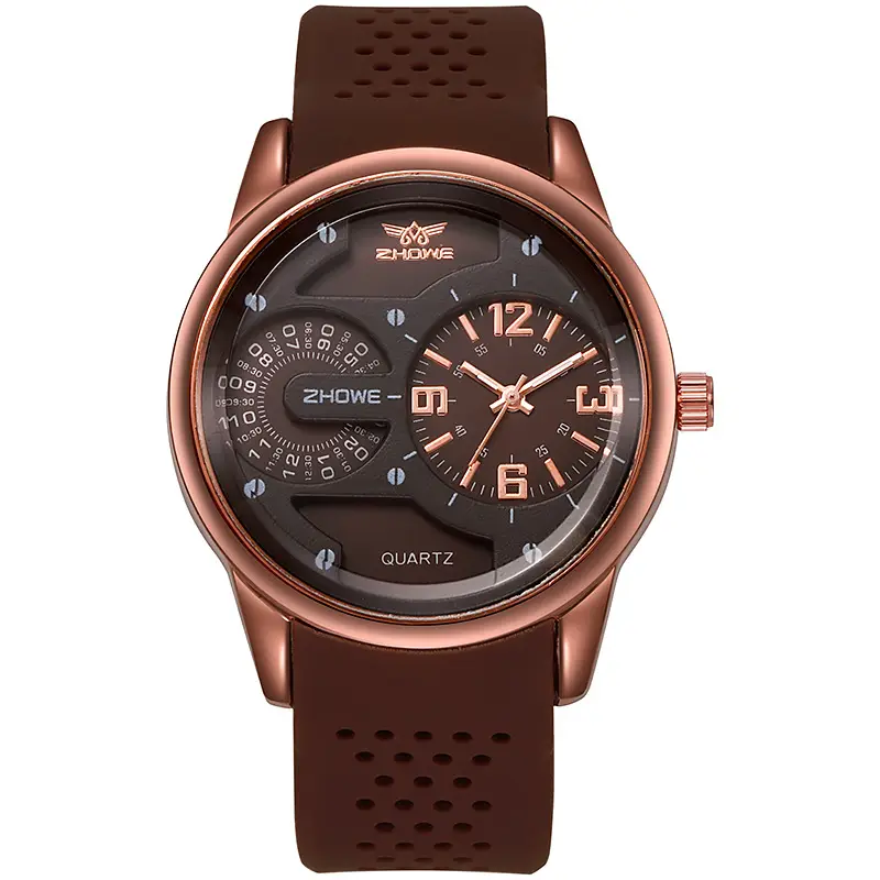 Men's Black Silicone Watch with 3-Hand Display - Image 6