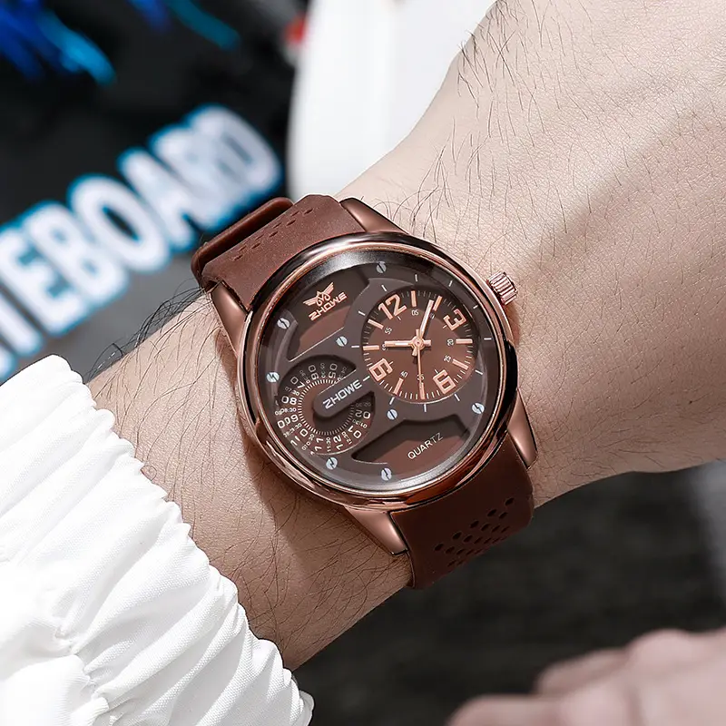 Men's Black Silicone Watch with 3-Hand Display — feature 1