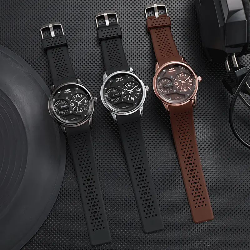 Men's Black Silicone Watch with 3-Hand Display — feature 4
