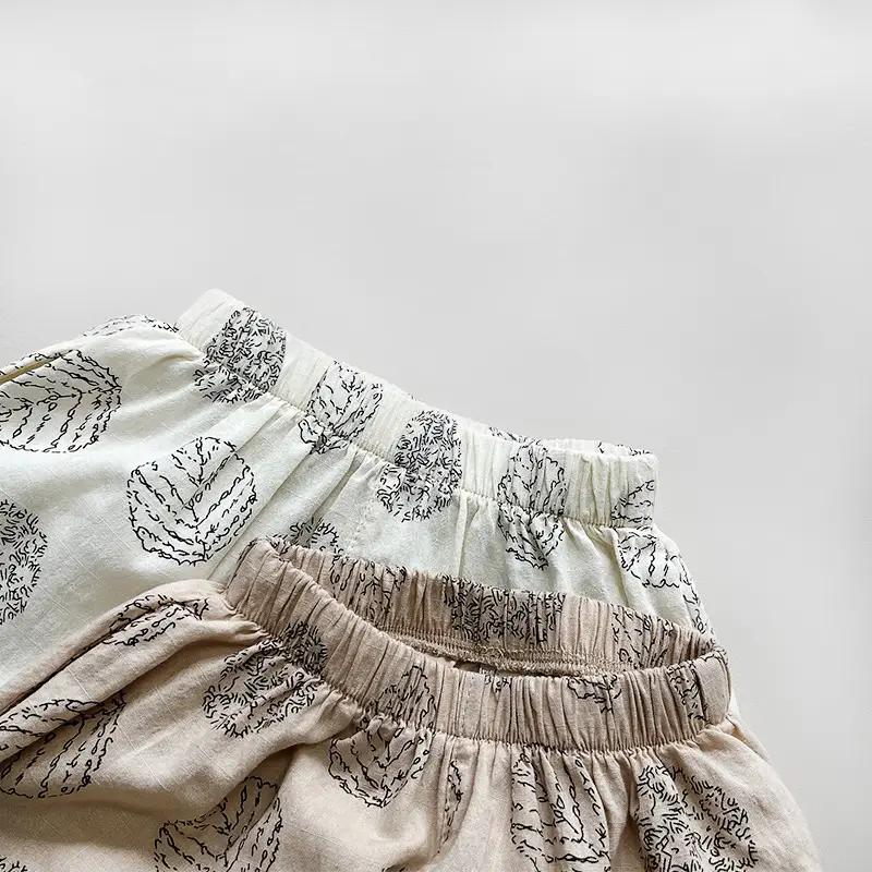 Men Women Anti-Mosquito Printed Shorts White Cotton — feature 12