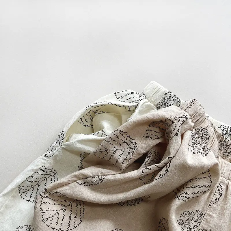Men Women Anti-Mosquito Printed Shorts White Cotton — feature 13