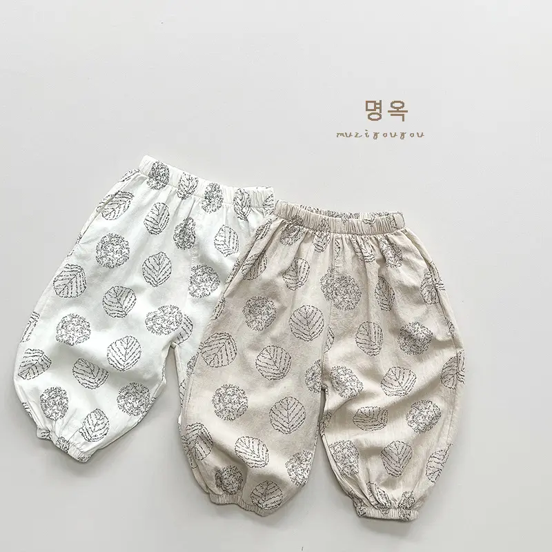 Men Women Anti-Mosquito Printed Shorts White Cotton — feature 7