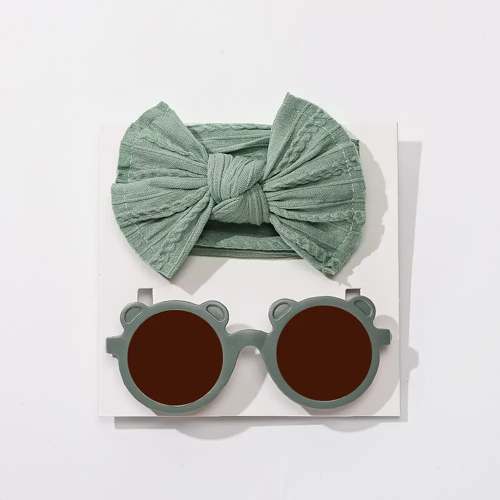 Two-Piece Baby Hair Accessories Set with Sunglasses - Image 2