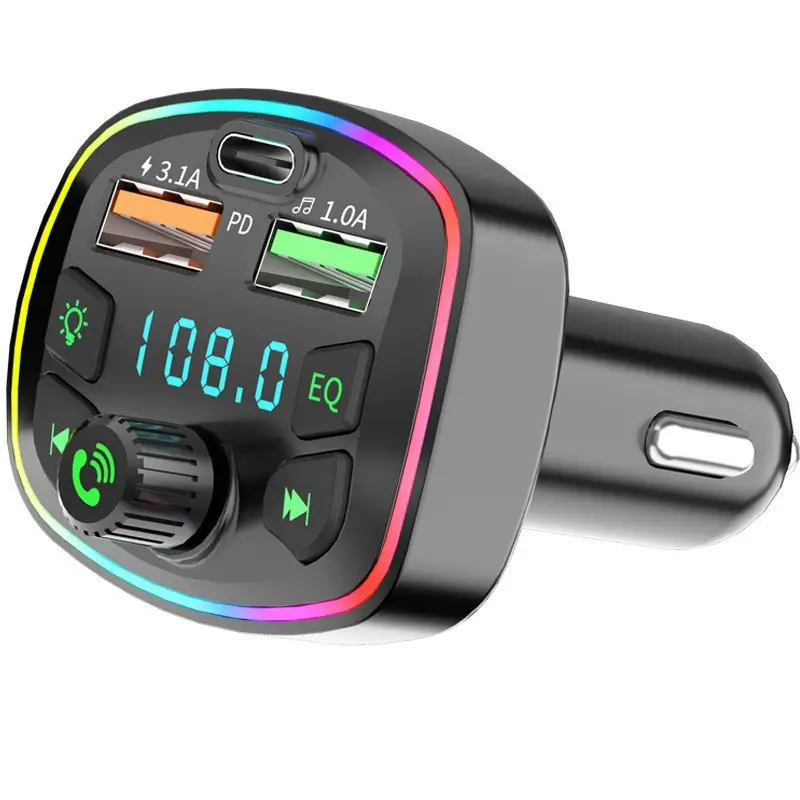 Bluetooth Car Charger with Digital Display & Ambient Light