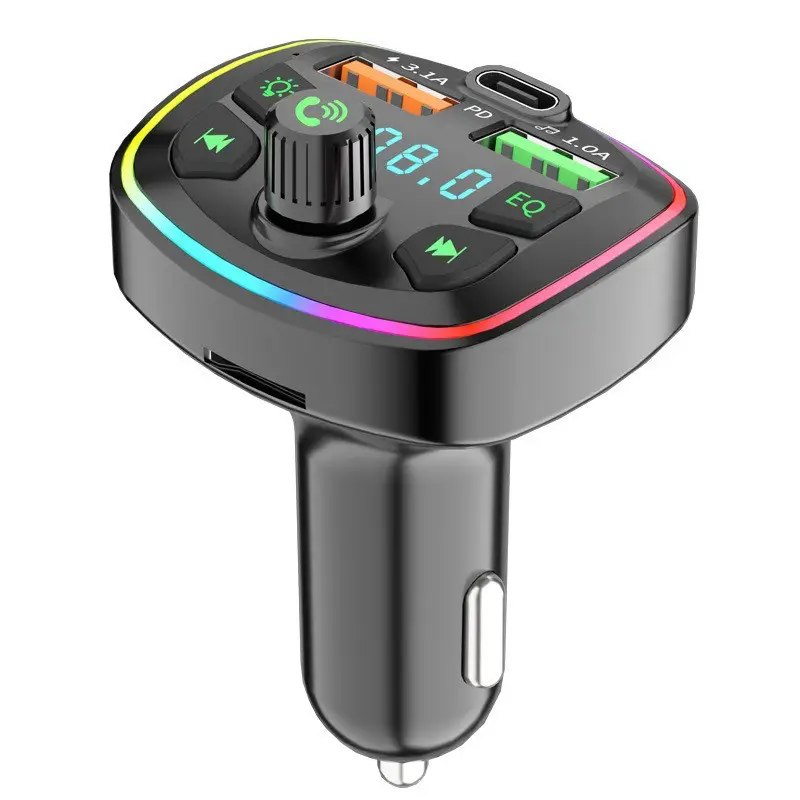 Bluetooth Car Charger with Digital Display & Ambient Light