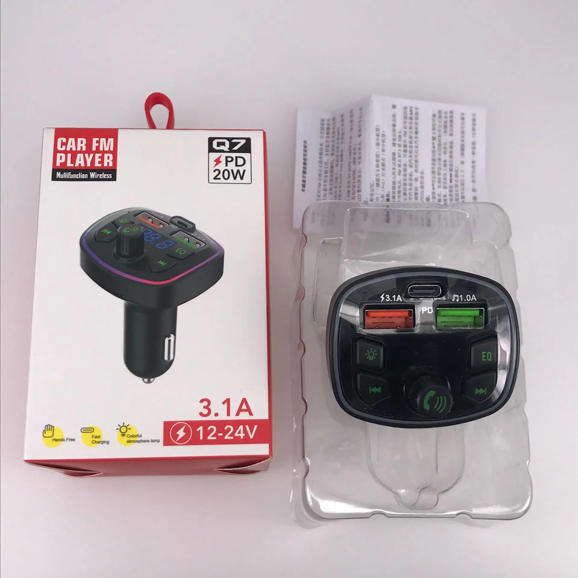 Bluetooth Car Charger with Digital Display & Ambient Light