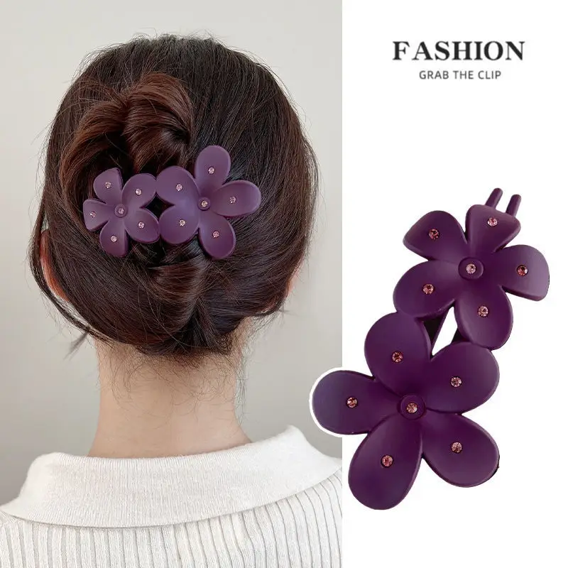 Purple Rhinestone Flower Hair Clip for Women — feature 5
