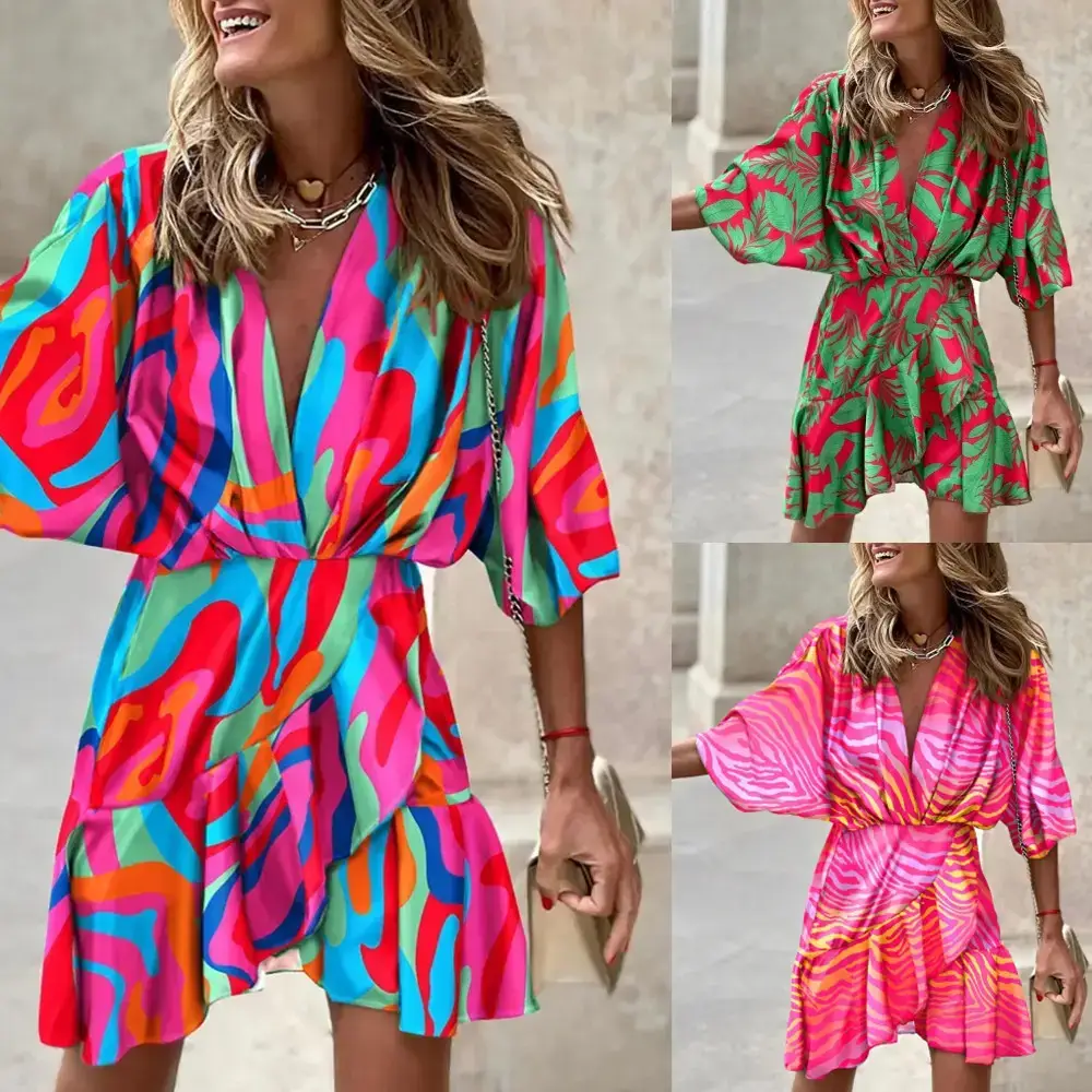 2025 V Neck Irregular Hem Women's Dress Hot Spring Autumn — feature 54