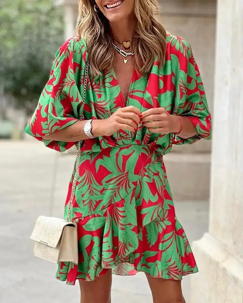 2025 V Neck Irregular Hem Women's Dress Hot Spring Autumn — feature 60