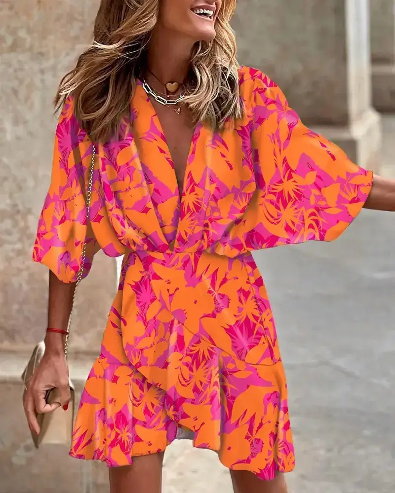 2025 V Neck Irregular Hem Women's Dress Hot Spring Autumn — feature 64