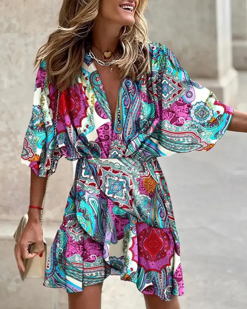 2025 V Neck Irregular Hem Women's Dress Hot Spring Autumn — feature 68
