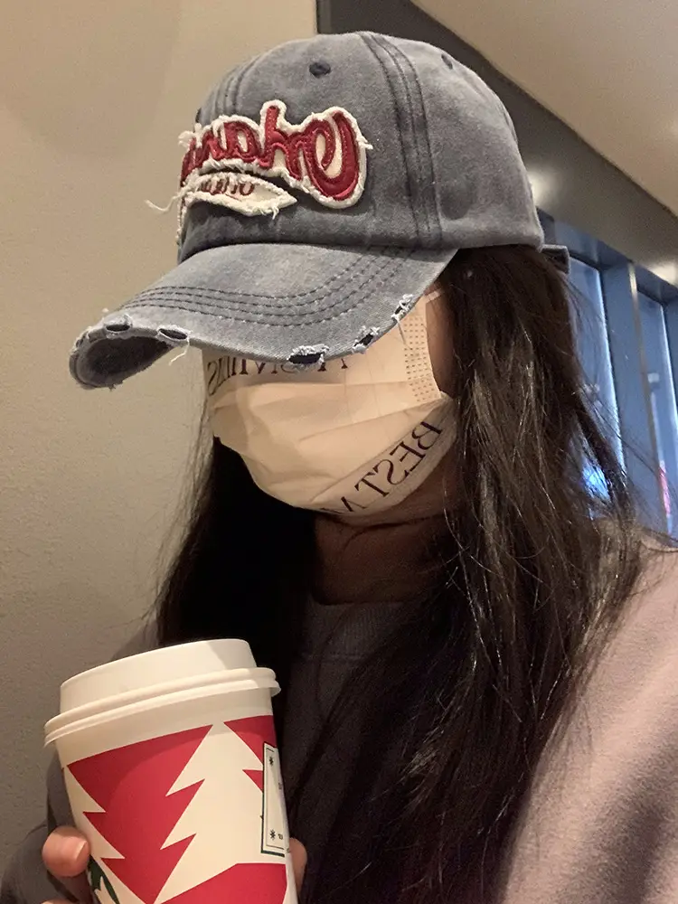 Vintage Old English Baseball Cap Women Korean Embroidered Couple Hip-hop Curved Wash Cap Men Trendy