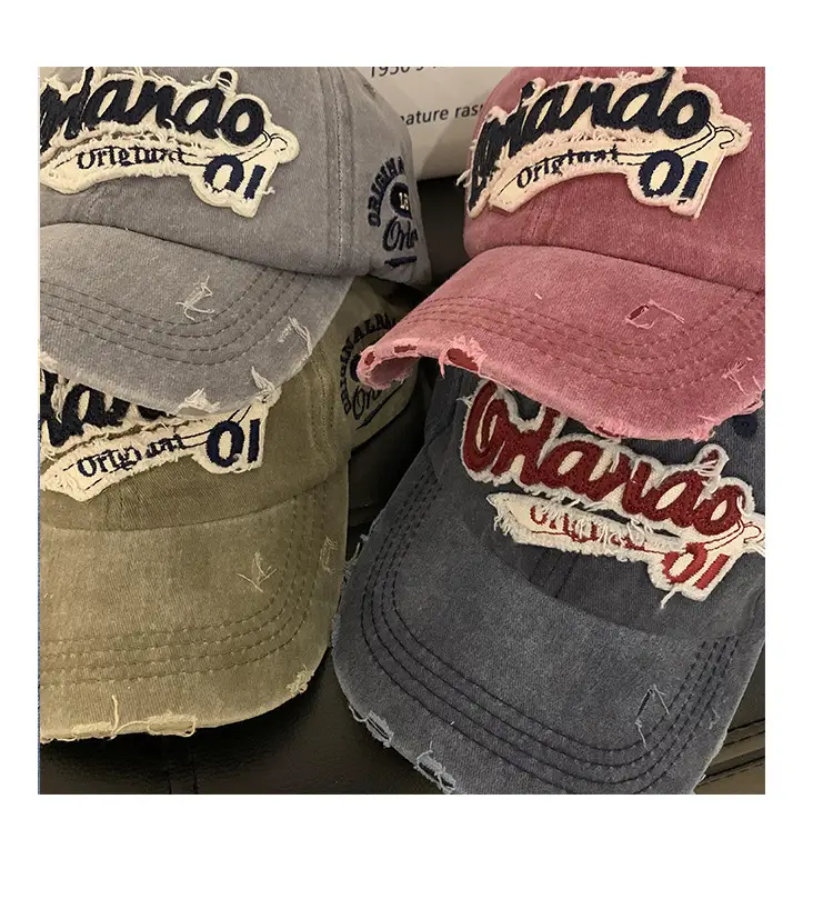 Vintage Old English Baseball Cap Women Korean Embroidered Couple Hip-hop Curved Wash Cap Men Trendy — feature 11